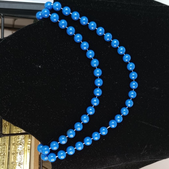 Vintage Blue Plastic Beads 36" - Picture 2 of 5